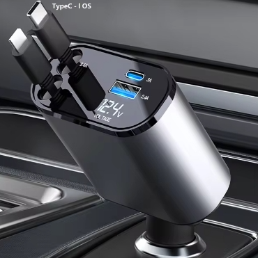 Caricabatterie da Auto USB-C Retrattile 120W