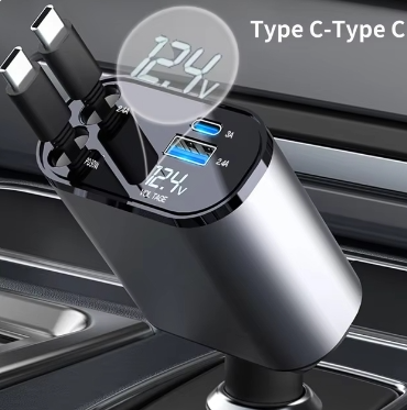 Caricabatterie da Auto USB-C Retrattile 120W