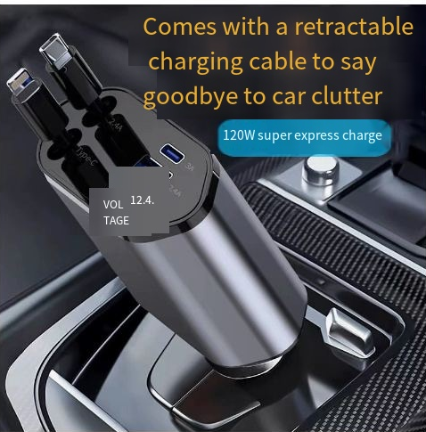 Caricabatterie da Auto USB-C Retrattile 120W