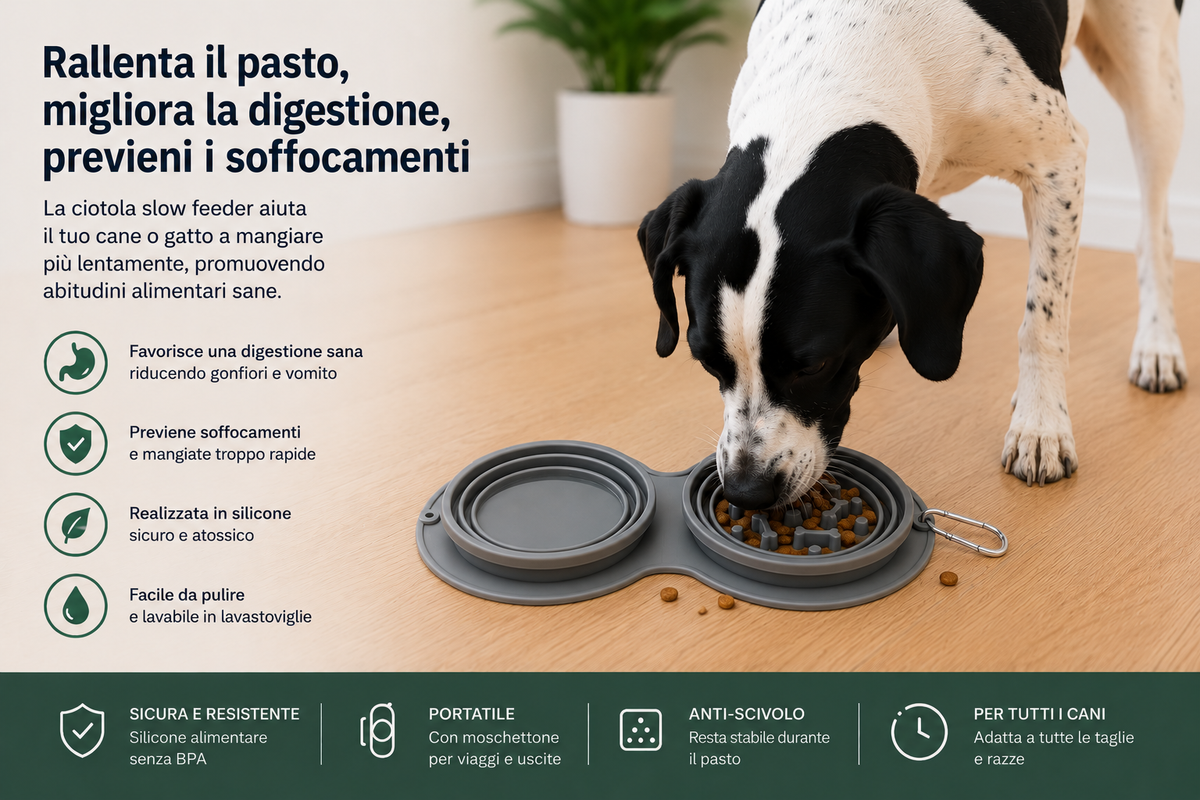 Ciotola Slow Feeder Anti-Soffocamento per Cani e Gatti